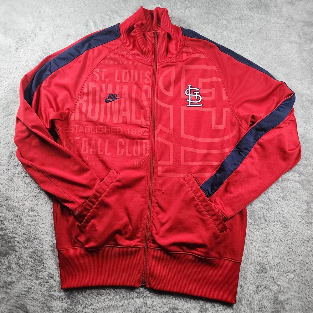 St. Louis Cardinals Jacket Mens Large‎ Red Full Zip MLB Baseball Nike Track